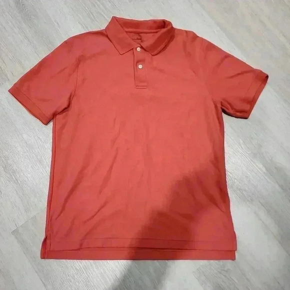 L.L. Bean Men's Traditional Fit Collared Short Sleeve Polo Shirt Orange Medium - Picture 1 of 7